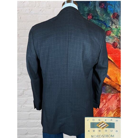 Joseph Abboud 44L Mens Charcoal Gray Gold Plaid Blazer Sport Coat Jacket - Picture 6 of 14